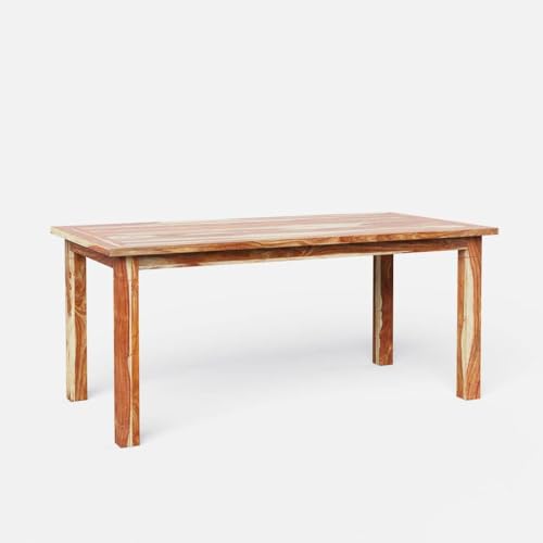 Image of Wooden Dining Table, Natural Oak, Rectangular, Modern Style, 6 Seater, Assembly Required (Honey Dining and Walnut Chair, (6 seter) 1 Table) (150 cm x 100 cm x 76 cm)