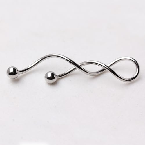14GA 316L Stainless Steel Spiral Dangling Earrings with Ball Ends, Sold as a Pair4
