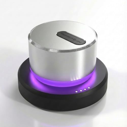 HumminGuru LUMI Record Weight Stabilizer & Turntable Speed Tester | 33/45/78RPM Stroboscopic Disc & Light | 300g LP Aluminum Weight Clamp | 9 LED Color Ambient Light Lamp | Auto Off & Anti-fingerprint
