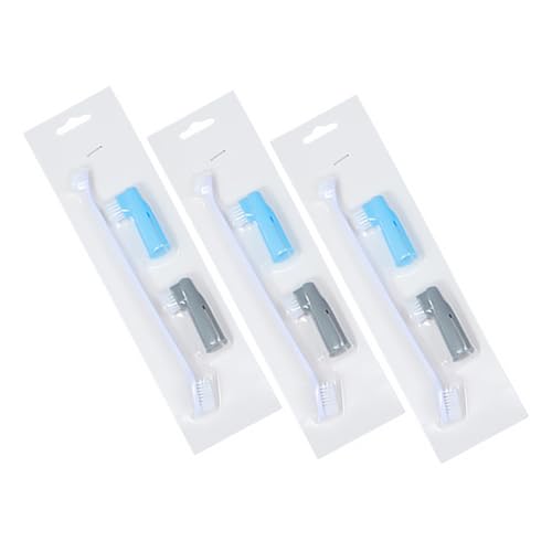 BAZEITFLOW 3個 ペット用指歯ブラシ ダブルヘッド フィンガーブラシ 犬猫対応 歯垢除去 口臭予防 歯周病ケア 小型犬子犬用口腔清潔用品