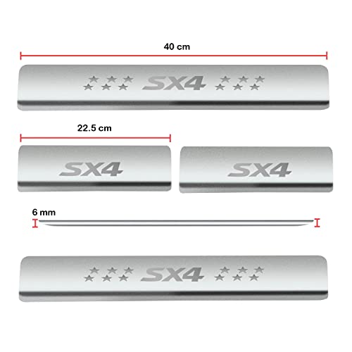 Image of AC Door Sill /Foot Step Stainless Steel Scuff Plate Plates Compatible with Suzuki sx4 (Set of 4 Pcs)