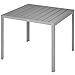 Produktbild tectake® Gartentisch, Outdoor Esstisch, Balkontisch in Holz Optik, Terrassentisch mit Aluminiumrahmen, Gartenmöbel wetterfest, 90x90x74,5cm, Tisch für Garten, Lounge, Sitzgruppe - Silber