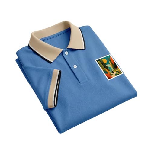 Image of Regular Fit Solid Half Sleeve Casual Tipping Collar Polo T-Shirt for Men