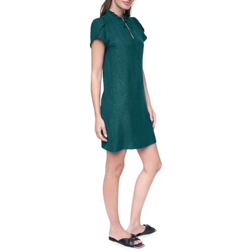 Image of DKNY Women's Front Tie Ruffle Neckline Trapeze Dress