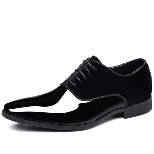 Men's Tuxedo Patent Leather Classic Velvet Lace-Up Business Dress Shoes3