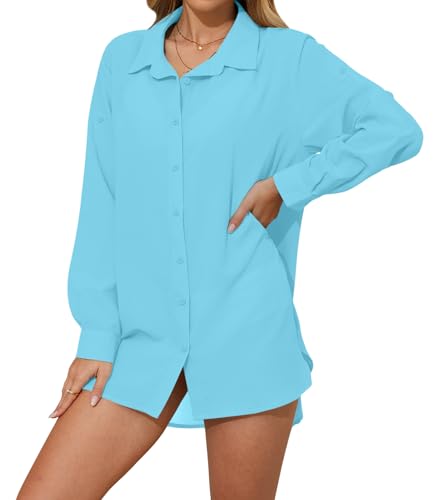 Yincro Women's Swimsuit Coverup Shirt Button Down Beach Cover Up for Swimwear3