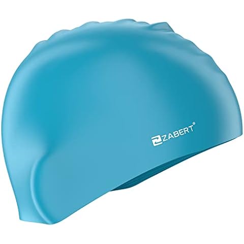 ZABERT Kids Swim Cap Hat,Swimming Caps Hats for Kids Toddler Baby Girls Boys Long Hair Braids & Dreadlocks - Silicone Waterproof Blue Green Cover