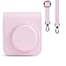 Rieibi Camera Case for Fuji Instax Mini 12 - PU Leather Protective Case for Fujifilm Instax Mini 12 Instant Camera - Removable Case with Adjustable Shoulder Strap - Pink