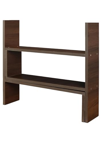 Image of SBF Furniture Wooden Bookcase for Home Office and Library Engineering Wood Space Saving Bookrack Freestanding Books Holder Stylish and Modern Book Organizer(Square 3 Step) (Brown) DIY(Do-It-Yourself)