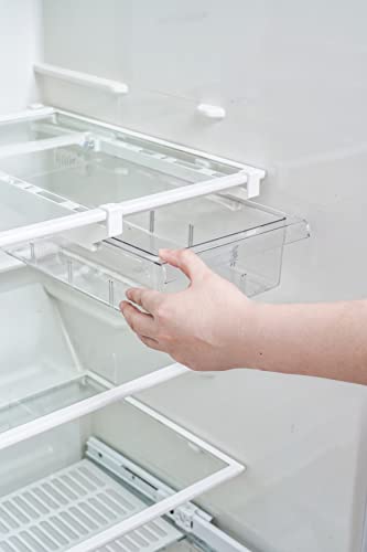 Yekoumax Fridge Drawer Organizer, Refrigerator Organizer Bins, Pull Out With Handle, Fridge Shelf Holder Storage Box, Clear Container For Food,Drinks,Fit For Fridge Shelf Under 0.6" (1 Pack Medium) #TOP6