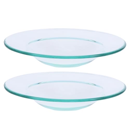 STOBAZA Lot De 2 Coupelles Chauffe Plat Transparent en Verre 12Cm pour Brûleur De Cire Fondante Et Lampe Diffuseur De Parfum Accessoires Aromathérapie Maison Bureau Spa