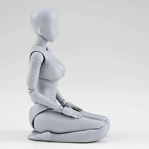 13-15 cm Artists Sketch Movable Limb Action Figure Model, Flexible Body Human Mannequin Kit, Articulated Kids Student Assemble Painting Toy,with Display Base and Pose Parts, Women Men Figure Model (A)