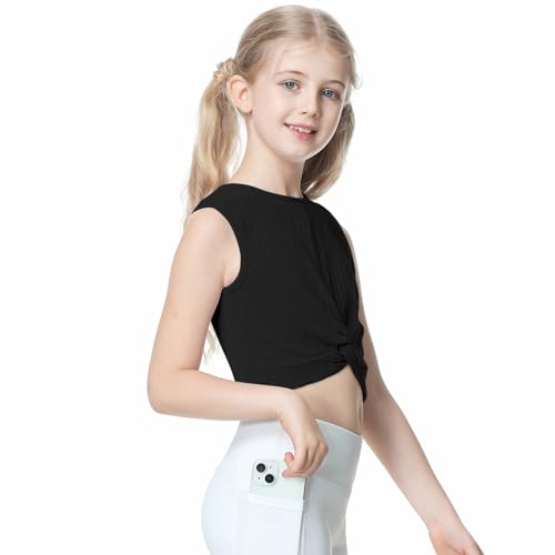 B&GCozy 3 Pack Sleevelss Crop Tops for Girls Kids Ribbed Knit Tank Tops Dance Yoga Top 6-15 Years2