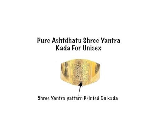 Image of Unisex-Adult Shree Yantra Kada Golden Antique Designer Brass Shri Yantra Bangle Cuff Kada Bracelet