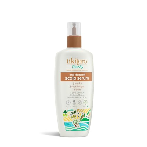 Image of Tikitoro Teens Anti-Dandruff Scalp Serum with Joazeiro, Black Pepper, and Neem Promotes Good Microbes, Fights Dandruff Causing Fungi, Reduces Flaking and Itching, All Skin Types (Age: 11+) (100ml x 1)