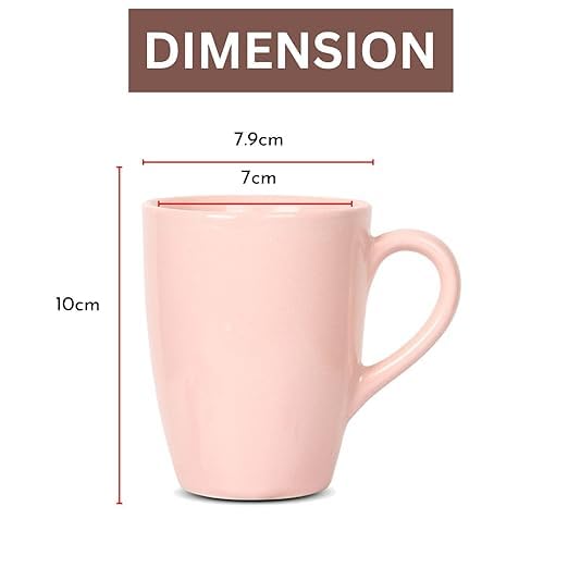 Image of QIMACPLUS Premium Ceramic Coffee Tea Cups Mugs Best Gift for Family Pink Colour (300 ML, Microwave Safe, Dishwasher Safe) (4)