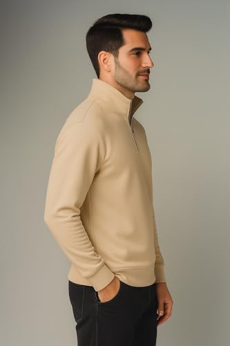 Image of Half Zipper Solid Sweatshirt for Men