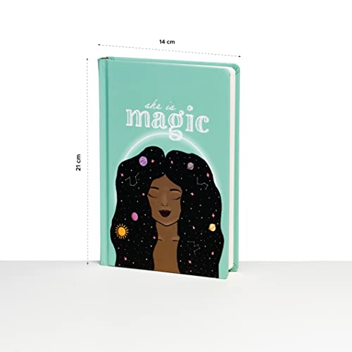 Image of Factor Notes Hardbound Notebook: 100 GSM Natural Shade Paper Flatlay Journal Diary, A5 Size, 200 Pages (She is Magic - Dot Grid), (Model: FN2106)