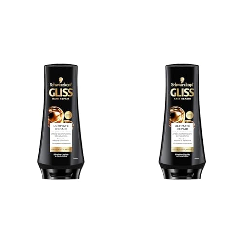 Schwarzkopf - Gliss - Après-Shampoing Ultimate Repair - Soin Cheveux Secs et Cheveux Abîmés - Répare et Renforce - 95% d'ingrédients d'origine naturelle - Flacon de 200ml (Lot de 2)