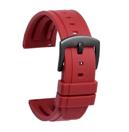 Bracelet de montre 22mm en caoutchouc fluoré perforé noir type SKX007