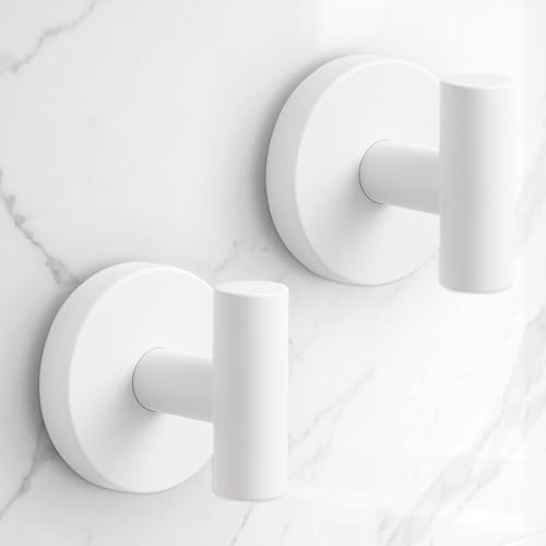 Image of Heavy Duty Suction Cup Hooks for Glass Window,Tile,Mirror,Removable Shower Hooks for Inside Shower,Metal Towel Hooks for Bathroom,2 Pack(White)