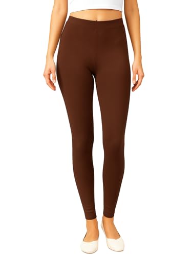 Image of JUNEBERRY Cotton Lycra Skinny Fit Leggings for Women & Girls (Sizes: S to 2XL) (Colors: Black, Beige, White, Grey, Brown, Pink & Wine)