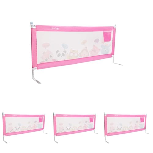 Image of LuvLap Comfy Baby Bed Rail Guard (6 ft x 2.3 ft), 180cmx72cm, Bed Rails for Baby & Toddler Safety, Portable, Adjustable Height, Single Side Bed Rail, Pack of 4, Printed Pink