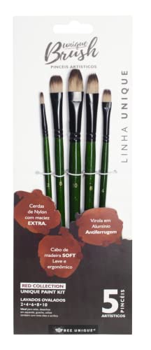 Kit de 5 Pincéis Lavados Ovalados - Red Collection