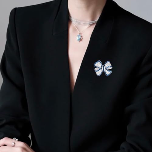 Image of Elegant Crystal Bowknot Brooch Pin Glittering Rhinestone Bowknot Suit Lapel Pin Cubic Zirconia Bow Jewelry for Women Girls Accessories