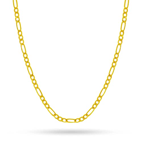 PORI JEWELERS 14K Yellow Gold 2.5mm, 3.5mm, 4.5mm, or 5.5mm Figaro Link Chain Necklace- Made in Italy- Multiple Lengths Available ( 2.5MM, 20 Inch )
