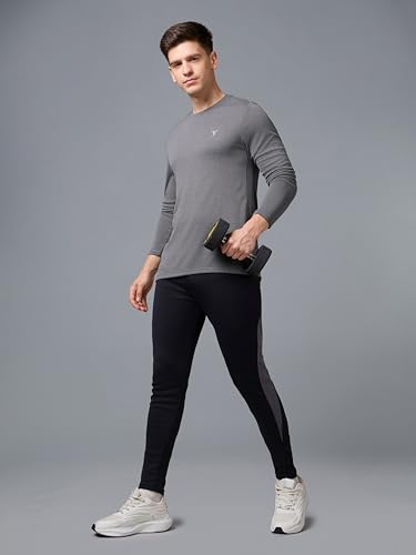Image of TECHNOSPORT Men's Slim Fit Full Sleeve Round Neck T-Shirt, Double Cool Quick Dry Moisture Wicking Stretchable Sports Gym and Casual Wear