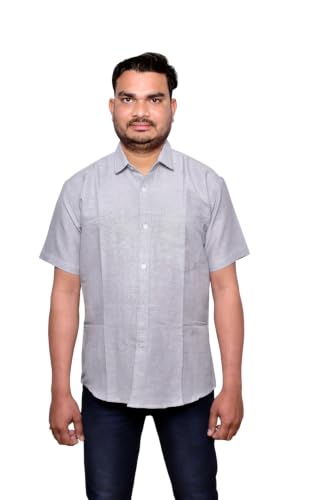 Image of Men's Casual Shirt | Half Sleeve Khadi Cotton Shirt | Regular Fit Stylish Summer Wear | Comfortable Daily & Office Casual Shirt for Men