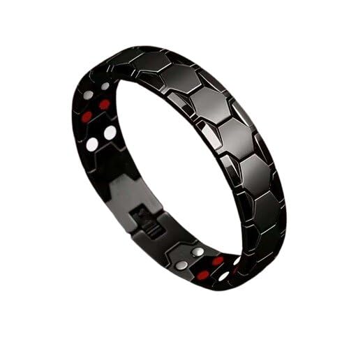 Luxury Black Stainless Steel Bracelet for Men & Women, Magnetic Link Chain Design with Fold Over Safety Clasp, Magnetic Bracelet Double Row Ultra Strength Magnets-image-17