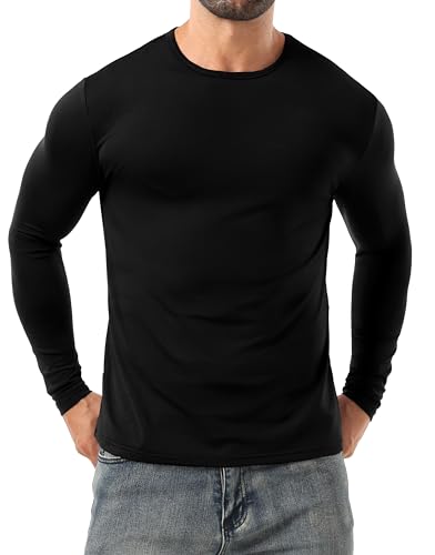 Sailwind Men's Lightweight Base Layer Crew Shirts Long Sleeve Thermal Underwear Black