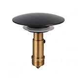 Brass Pop-up Drain Cover for Bathroom Basin, 66 x 39 mm Black Click-Clack Plug with Core, Replacement Sink Waste Push Button for Washbasin