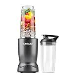 nutribullet Turbo Blender in Graphite - Powerful 1000W Motor Base & Rapid Extractor Blade - Easily Blends Frozen Fruit, Nuts & Ice - With 700ml & 500ml Cup & Lid to Go - For Smoothies & Juices