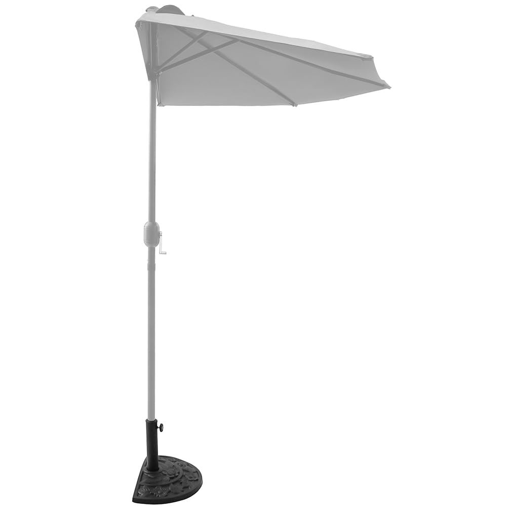 BAKAJI Base per Ombrellone da Giardino Forma Mezza Luna, Supporto per Palo Ombrelloni 38/48mm, Sistema Stabile Anti Capovolgimento, Ideale per Patio, Balcone, Esterno, Ø 50 x 32 x 32 cm