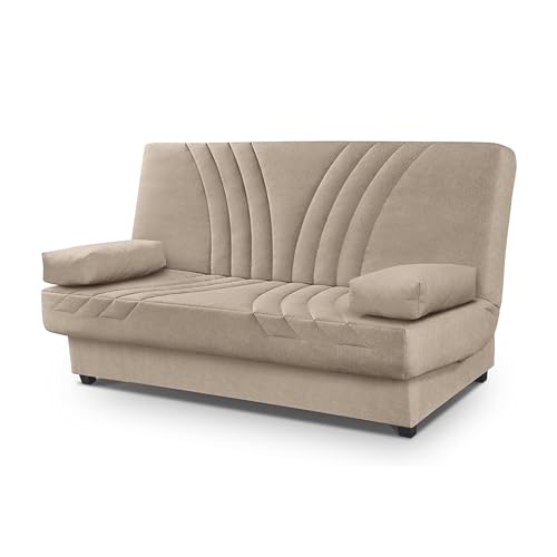 SHIITO | Sofa Cama Modelo Romeo - Cama Clic-Clac con Almacenaje | Turrón - 190 x 100 x 100 cm | Máximo Relax y Confort