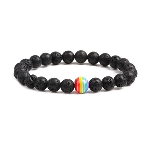 Pulsera elástica de cuentas FORUBUS LGBT arcoíris