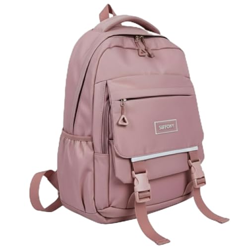 Mochila Escolar Feminina Reforçada Para Dia a Dia Faculdade Viagem Leve Fofa Impermeável (Rose)