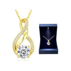KRZ 1.5-2CT Moissanite Pendant Necklaces for Women 925 Sterling Silver with Gold Plated Birthday Jewelry Gifts for Wife Wedding Anniversary for Her Christmas Valentines Mothers Day Gift
