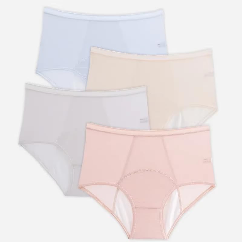 4Er-Pack Periodenhöschen Baumwollslips Hipster-Menstruationshöschen Dehnbare Höschen Große Größe Postpartale Unterwäsche Starke Blutung Mehrfarbig Mehrfarbig 5Xl