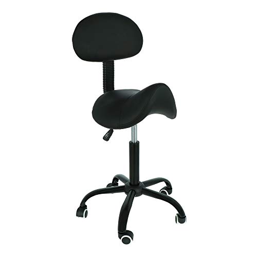 Preisvergleich Produktbild Goets - Ergonomischer Sattelhocker Stuhl Mit Rückenlehne - Höhenverstellbar - 360 Grad drehbar - Barbierhocker (Schwarz)