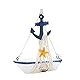 Nautische Maritime Deko, Holz Segelboot Modell, Maritime Badezimmer Deko, Holz Segelboote Modell Mit Fischernetz, Ideal für Alle Nautischen Partydekorationen, Schaufenster, Zimmerregale (B)