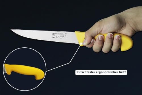 Foto von SMI 7 Zoll Metzgermesser Solingen – Fleischmesser, Schlachtmesser, Stechmesser, Kochmesser – Premium Deutscher Stahl 1.4116 – Made in Germany