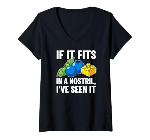 Femme ER Nurse Humor If It Fits in A Nostril T-Shirt avec Col en V