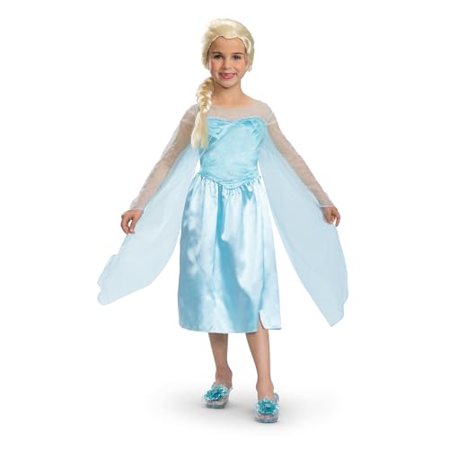 Costume Elsa Frozen Deluxe Per Bambina Taglia 10-12 Anni - Vestito Principessa Con Poliestere