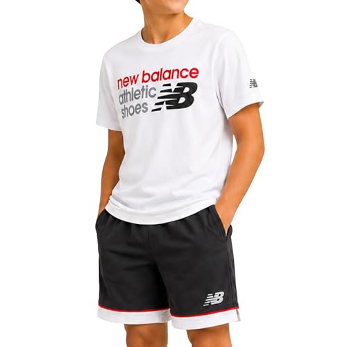 Image of New Balance Boys Short Sets - 2 Piece Active Performance Athletic Shirt and Kids Basketball Gym Shorts for Boys (8-12)