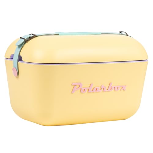 Polarbox Cooler - Hielera de playa retro vintage para picnic, bolsa de almuerzo portátil, para viajes, camping, senderismo, estilo años 90, extra grande, ligera, para latas, cervezas y bebidas