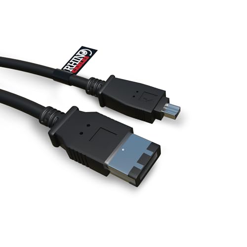 rhinocables FireWire 6-Pin to 4-Pin Cable | IEEE 1394A for Digital Video Transfer – Plug & Play | Connects Camcorders, DV Devices, Laptops & PCs | 2m, 3m or 5m Options, 6 Pin to 4 Pin (3m)